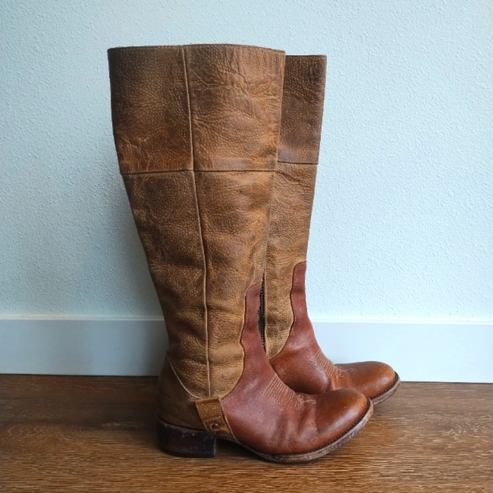 Freebird Women Wrang Distress Croc Tan Embossed Leather Western Cowboy Boot